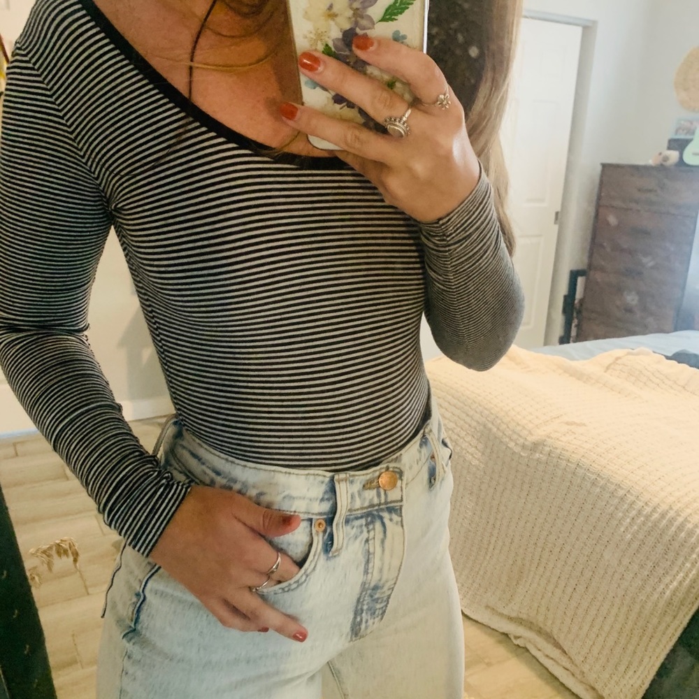 LA & hearts black and white body suit